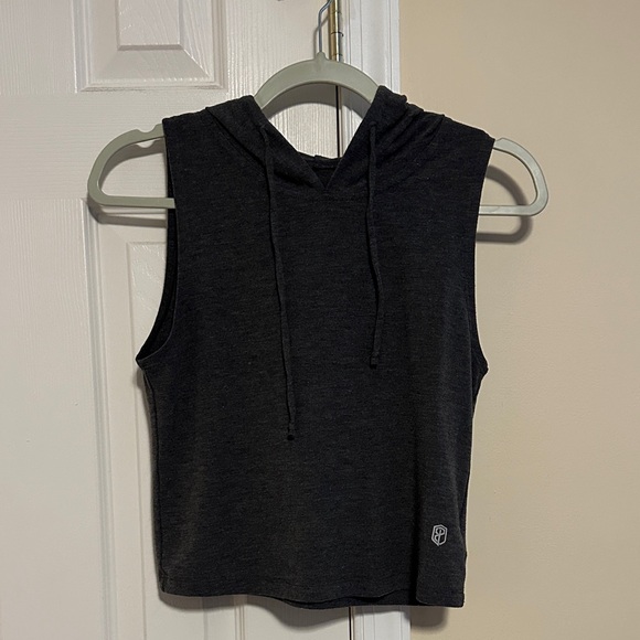 Born Primitive Charcoal Crop Tank w Hood - Picture 1 of 4